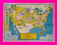 Vintage Illustrated Map of the United States of America / 10" X 13" - Folded as Seen in Pictures / Copyright 1934 / Hagstrom Company N.Y. Map Makers / Pre-Owned