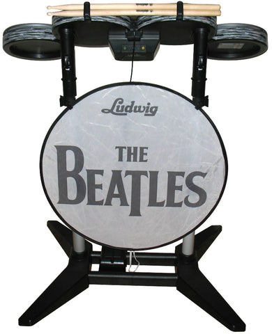 Rock Band Drumset - Wireless - Black - BEATLES EDITION (Harmonix) (Nintendo Wii) Pre-Owned w/ Dongle + Foot Pedal + Sticks (LOCAL PICKUP ONLY)