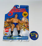 1985 / LJN Toys, Ltd. / Titan Sports / WWF / Asst. #5423 / Wrestling Superstars / BRUNO SAMMARTINO  /  New on Damaged / Torn / Taped Card / SEE Pictures