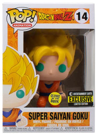 Animation #14: Dragon Ball Z - Super Saiyan Goku - GLOWS IN THE DARK (Funko POP!) Figure and Box w/ Protector