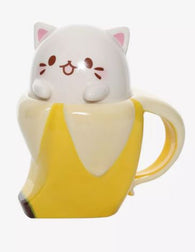 Bananya: The Kitty Who Lives in a Banana - 14oz Molded Coffee Mug with Lid (Just Funky) NEW in Box