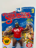 1985 / LJN Toys, Ltd. / Titan Sports / WWF / Asst. #5423 / Wrestling Superstars / S.D. JONES / SPECIAL DELIVERY JONES /  New on Damaged / Torn / Taped Card / SEE Pictures