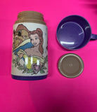 Disney's Beauty and the Beast Plastic Lunch Box and Thermos / with Care Instructions / Aladdin /  1990's / Pre-Owned / See Pictures