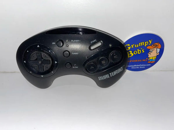 Wireless Controller: Akklaim - 3 Button - Turbo - Black (Sega Genesis) Pre-Owned w/ Battery Cover (Controller ONLY/NO Receiver)