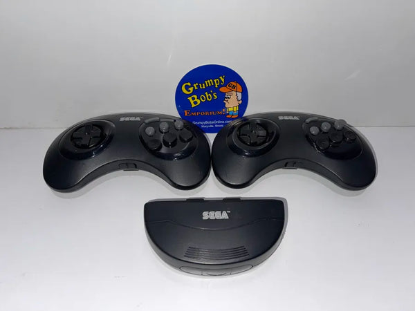 Wireless Controllers: Official - 6 Button - Black (Sega Genesis) Pre-Owned: 2 Controllers w/ Receiver