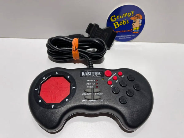 Wired Controller: NakiTek 6 Button - Turbo - Black (Sega Genesis