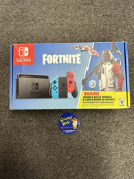System w/ Docking Station + Neon Blue and Neon Red Joy-Cons w/ Grip Adapter Controller & Strap Adapters + AC Adapter + HDMI Cord (Nintendo Switch) Pre-Owned w/ Fortnite Double Helix Edition Box