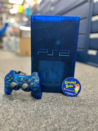 System - Transparent “Ocean Blue” SCPH- 37000 - Japan - IMPORT (Sony Playstation 2) Pre-Owned w/ Controller & Hookups