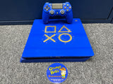 System - 1TB Slim - Days of Play Edition - Blue (Playstation 4) Pre-Owned w/ Official Controller