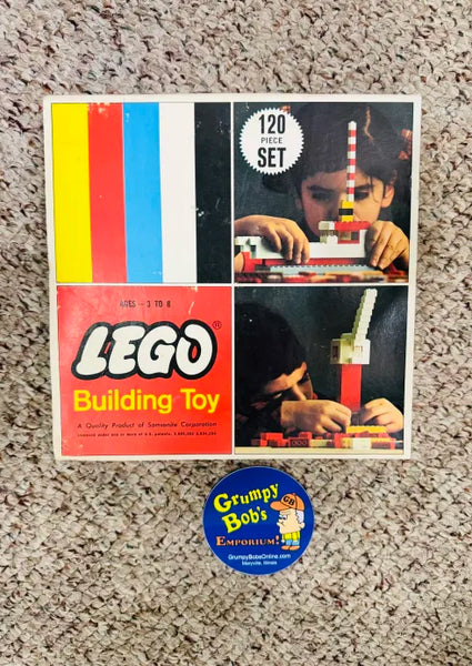 1966 / Harder to Find! / LEGO BUILDING TOY / #120 / "New Old Stock" From the Samsonite LEGO Catalog / 120 Pc. Set / For Ages 3-8 / NEW/SEALED / Box Shows Some Wear  **PLASTIC WRAP HAS TEARS** - See Listing