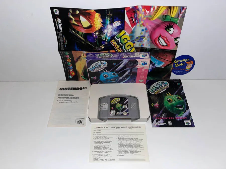 Iggys Reckin Balls (Nintendo 64) Pre-Owned: Game, Manual, 2
