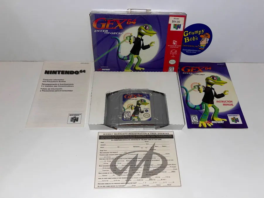 Gex 64: Enter The Gecko (Nintendo 64) Pre-Owned: Game, Manual, 2