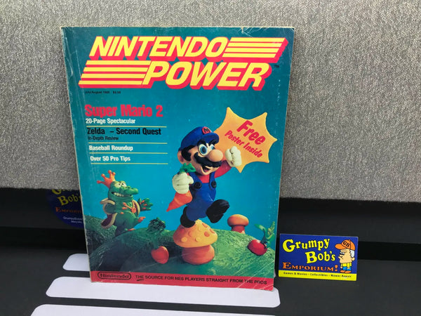 Nintendo Power: July/August 1988 #1 (Magazine) Pre-Owned w/ Baseball Poster + 2 Mailer Inserts (As Pictured)