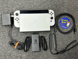 System - OLED Model (Nintendo Switch) Pre-Owned  w/ 2 White Joy-Con Controllers w/ Wrist Straps & Comfort Grip + Dock, HDMI, AC Adapter, and Box (In Store Sale and Pick Up ONLY)
