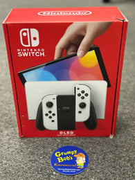 System - OLED Model (Nintendo Switch) Pre-Owned  w/ 2 White Joy-Con Controllers w/ Wrist Straps & Comfort Grip + Dock, HDMI, AC Adapter, and Box (In Store Sale and Pick Up ONLY)