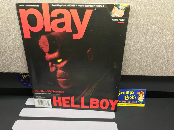 Play: June 2007 / Volume 6 / Issue 6 / "Hellboy" Cover (Magazine) (As Pictured) Pre-Owned w/ "Naruto Ultimate Ninja 2" Poster