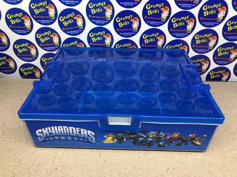 Storage Carrying Case - Plastic - Stackable - Blue / Grey (2015 Activision) (Skylanders) Pre-Owned w/ 2 Removable Center Dividers