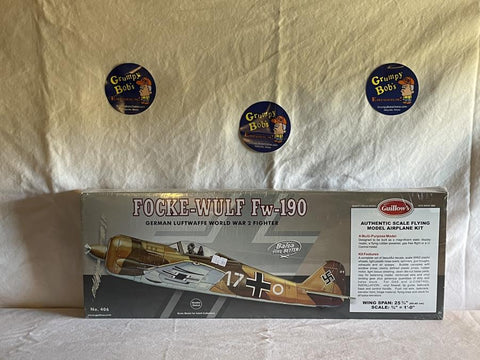 FOCKE-WULF fW-190 (406) "German Luftwaffe World War 2 Fighter" (Guillow's) (Balsa Wood) (Authentic Scale Flying Model Kit) New in Box (Pictured)