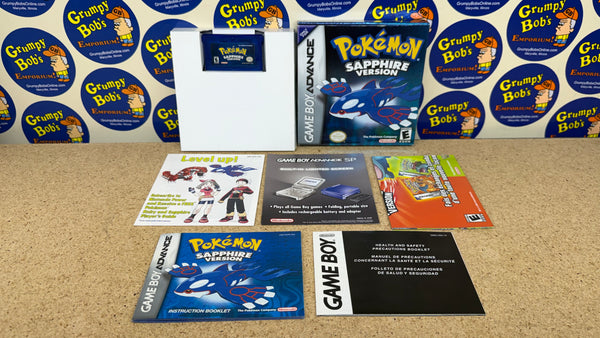 Pokemon: Sapphire Version (Nintendo Game Boy Advance) Pre-Owned: Game, Manual, Poster, 3 Inserts, Tray, and Box