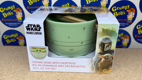 Star Wars The Mandalorian: Ceramic Bowl with Chopsticks [20 fl. oz] (Silver Buffalo) NEW