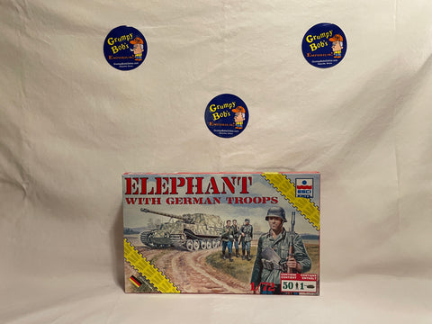 Elephant with German Troops (only 2 Troops Included) (8621) 1:72 Scale (ESCI / ERTL Company) (Plastic Model Kit) Pre-Owned (Pictured)