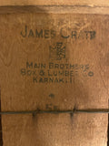 Vintage, Wire Bound, Vertical Slat, Wooden Crate - 10" x 14" x 17" (James Crate / Main Brothers Box & Lumber Co. Karnak, Ill) Pre-Owned (Pictured)  (LOCAL PICKUP ONLY)