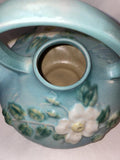 White Rose Tea Set in Blue (1940's) (Roseville USA) Pre-Owned (Includes: Tea Pot with Lid, Cream and Sugar) Pictured