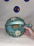 White Rose Tea Set in Blue (1940's) (Roseville USA) Pre-Owned (Includes: Tea Pot with Lid, Cream and Sugar) Pictured