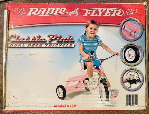 Classic pink dual deck hot sale tricycle