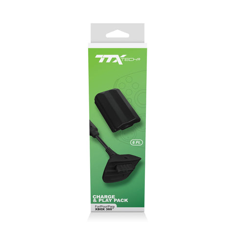 Charge and Play Pack - Black [TTX Tech] (Xbox 360) NEW