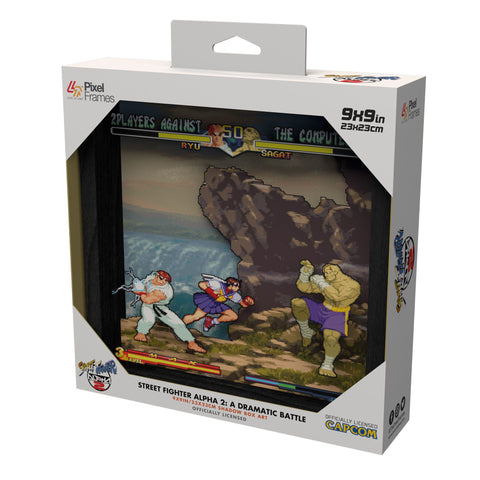 Street Fighter Alpha 2: A Dramatic Battle - 9"x9" Shadow Box Art (Pixel Frames) (Capcom ) NEW