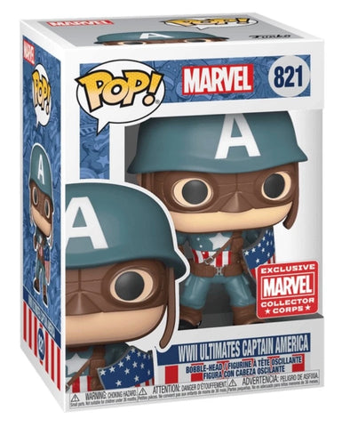 POP! Marvel #821: WWII Ultimates Captain America [Collector Corps Exclusive] (Funko POP!) Figure and Box w/ Protector
