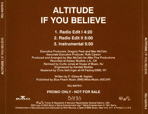 Altitude: If You Believe [Single] [Promo] (Audio CD) Pre-Owned (no front insert)