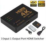 3 Port HDMI Switcher Adapter w/ Remote (3 to 1) NEW