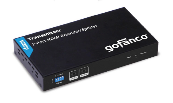 2-Port HDMI Extender/Splitter over Cat5e/6 - 50M/165ft [upto 1080p] (GF-HDExt2P-Pro1845) (gofanco)  Pre-owned: Transmitter w/ AC Adapter ONLY (Receivers NOT Included)