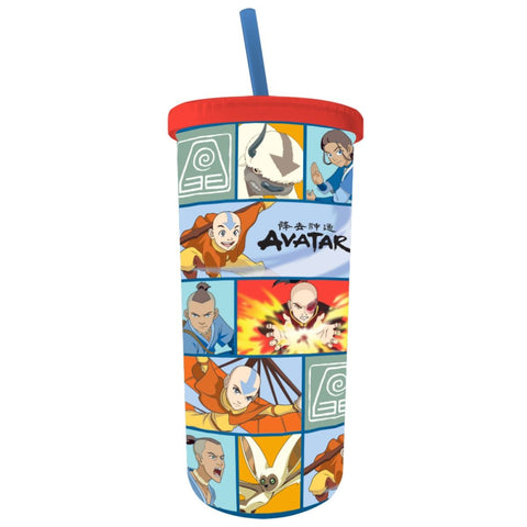 Avatar Character Icon Plastic Travel Cup with Lid and Straw - 20oz (Silver Buffalo) NEW