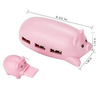 Pink Mom Pig USB 2.0 Hub with 3 Piglet Decoration Lids (General Electronics) NEW
