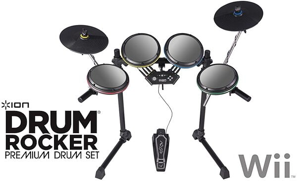 Ion Drum Rocker Premium Drum Set - Wired (IEDO7) (Rock Band 2) (Nintendo Wii) Pre-Owned w/ Pedal + Sticks