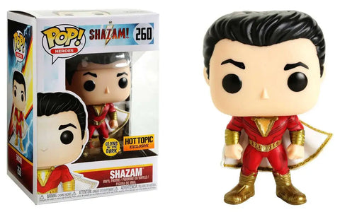 POP! DC Heroes #260: Shazam (Hot Topic Exclusive) (Glows in the Dark) (Funko POP!) Figure and Box w/ Protector