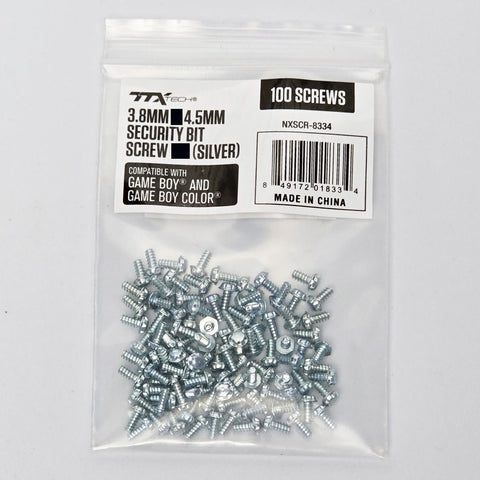 3.8mm x 4.5mm Security Screws - Silver - 100 pcs (TTX Tech) (Game Boy & GameBoy Color - Game Cartridges) NEW