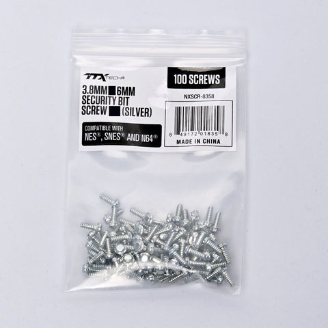 3.8mm x 6mm Security Screws - Silver - 100 pcs (TTX Tech) (NES / SNES / N64 - Game Cartridges) NEW