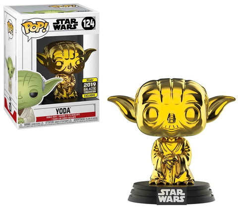POP! Star Wars #124: Yoda (2019 Celebration) (2019 Galactic Convention Exclusive) (Funko POP! Bobble-Head) Figure and Box w/ Protector