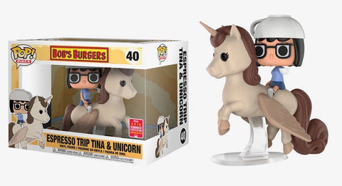 POP! Rides #40: Bob’s Burgers - Espresso Trip Tina & Unicorn (2018 Summer Convention Limited Edition) (Funko POP!) Figure and Box (Box Damage)