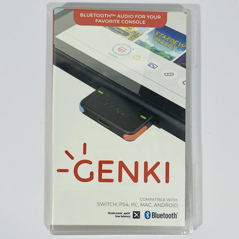 Bluetooth Audio Adapter Combo (Neon) (Genki) (Nintendo Switch) Pre-Owned: Genki Audio Adapter, Dock Adapter for TV Mode, Boom Mic for in-game voice chat, and Case