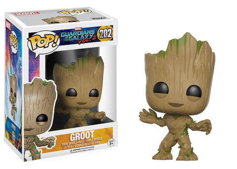 POP! Marvel #202: Guardians of the Galaxy Vol 2 - Groot (Funko POP! Bobblehead) Figure and Box w/ Protector