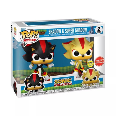 POP! Games 2 Pack: Sonic the Hedgehog - Shadow & Super Shadow (Glows in The Dark) (GameStop Exclusive) (Funko POP!) Figure and Box