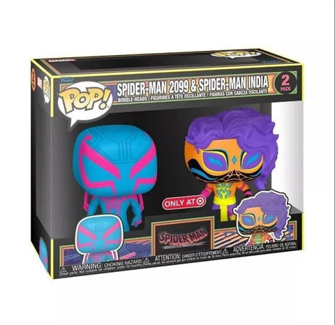 POP! Spider-Man Across The Universe #2 Pack: Spider-Man 2099 & Spider-Man India (Target Exclusive) (Funko POP!) Figure and Box w/ Protector