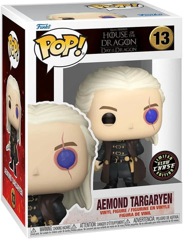 POP! Game of Thrones - House of Dragon - Day of the Dragon #13: Aemond Targaryen [Limited Edition Glow CHASE] (Funko POP!) Figure and Box w/ Protector