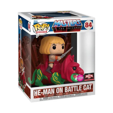 POP! Rides #84: Masters of The Universe - He-Man on Battle Cat (Flocked) (2022 Target Con Limited Edition Exclusive) (Funko POP!) Figure and Box