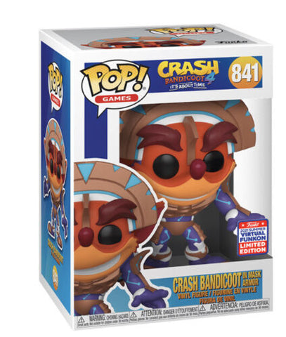 POP! Games #841: Crash Bandicoot 4 It's About Time / Crash Bandicoot in Mask Armor (2021 Summer Convention Limited Edition) (Funko POP!) Figure and Box w/ Protector